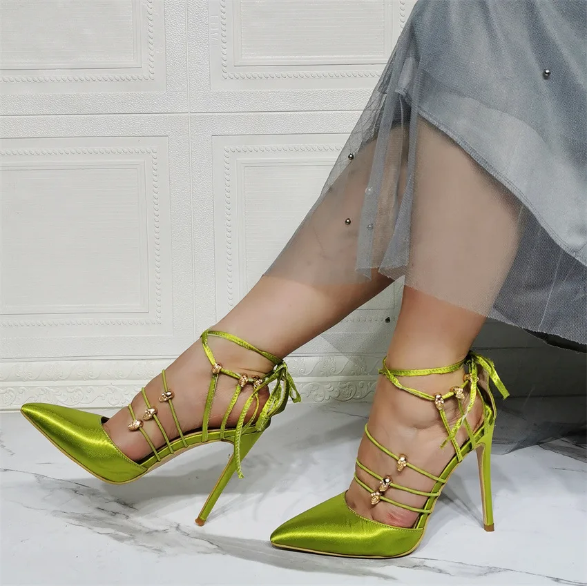 Kolnoo New Handmade Ladies High Heels Pumps Crisscross Shoelace Real Pictures Party Prom Dress Shoes Evening Club Fashion Shoes