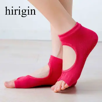 

Socks Women Dance Half Toe Ankle Grip Short Backless Pilates Socks Non Slip Toe Five Finger Yogilates Fitness Socking