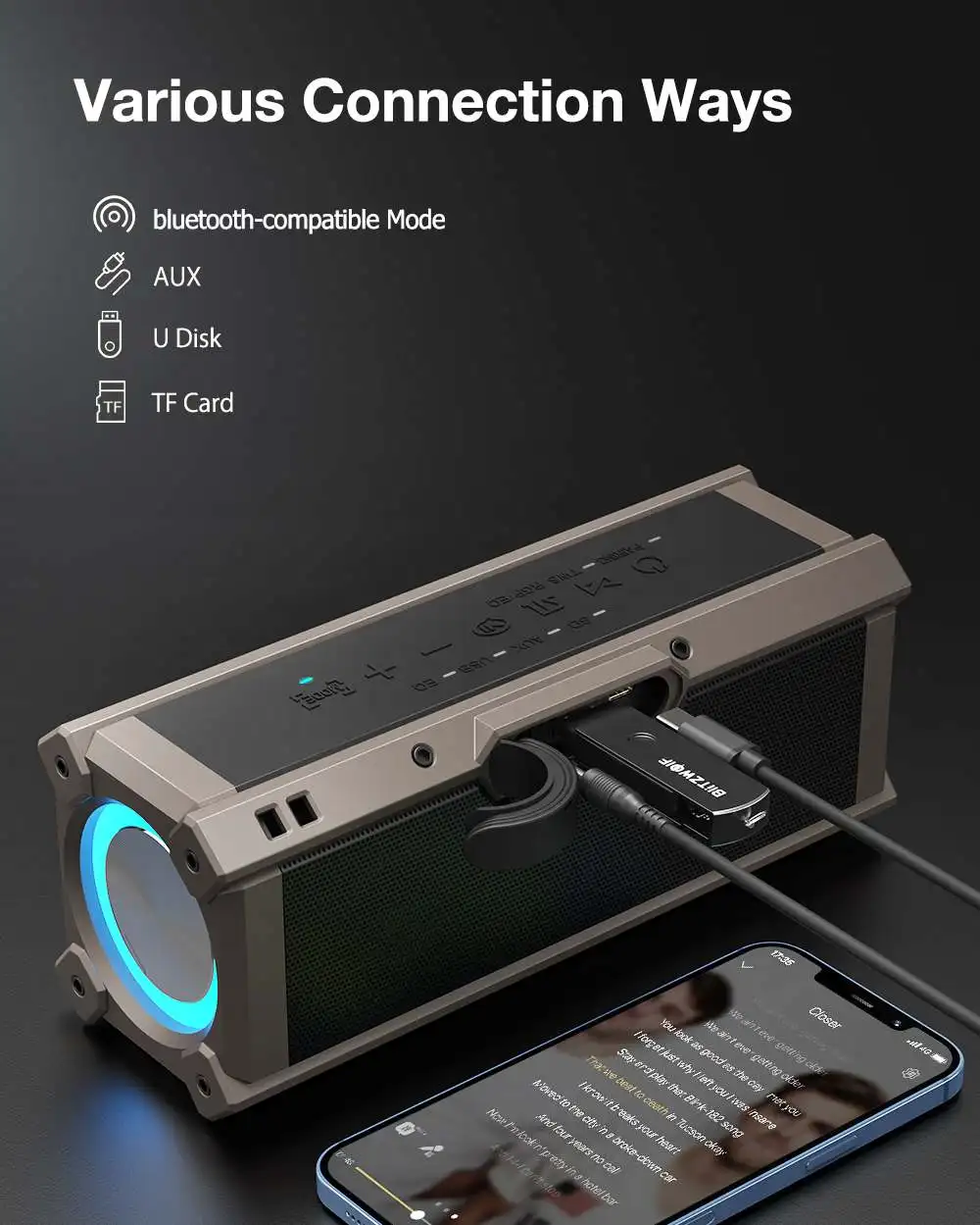 BLITZWOLF 100W Bluetooth Deep-bass RGB Lighting Speaker