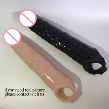 28cm Thicken Penis Extender Sleeve Reusable Condom Cock Massage Sex Toys For Men Delay Ejaculation Sex Products 6