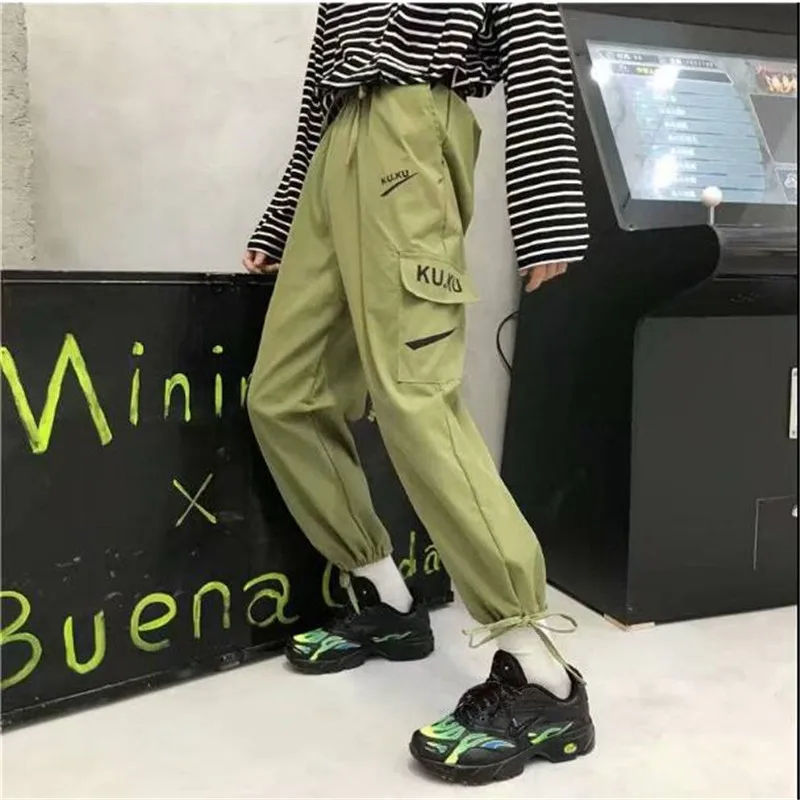 Women Trousers Loosen Long Pants High Waist Pants For Women Hip Hop Cargo Pants Casual Loose Sweatpants With Pocket