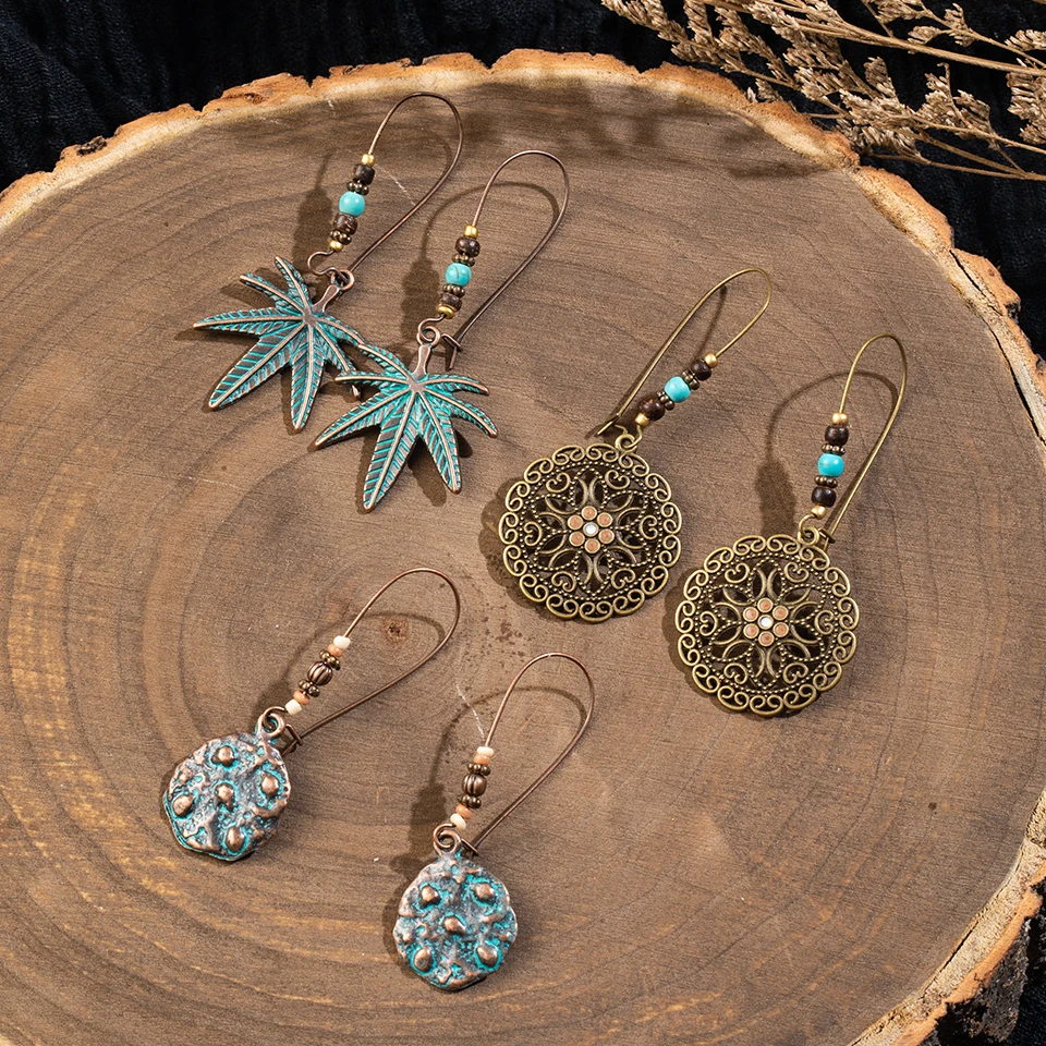 

3 Pairs/Set Vintage Bohemian Boho Ethnic Dangle Drop Earrings for Women's 2019 Fashion Jewelry Accessories E2047,E2054,E2027