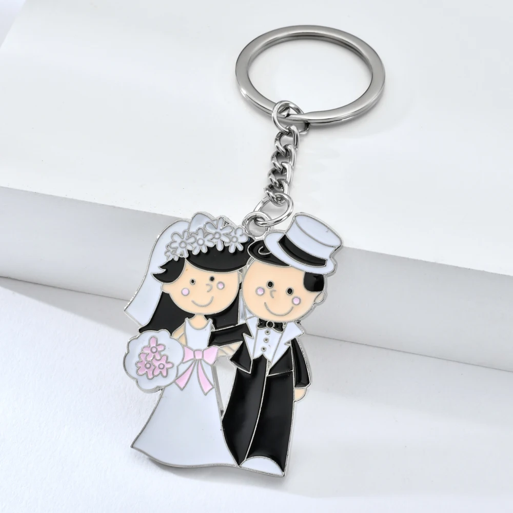 Vicney Невеста и брелок с изображением жениха романтические влюбленные Брелок свадебный подарок для девочки милый брелок ювелирные изделия для ключей цинковый держатель для ключей