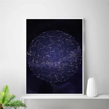 

Constellations Map Stars Poster Art Canvas Poster Room Decor (No Frame)