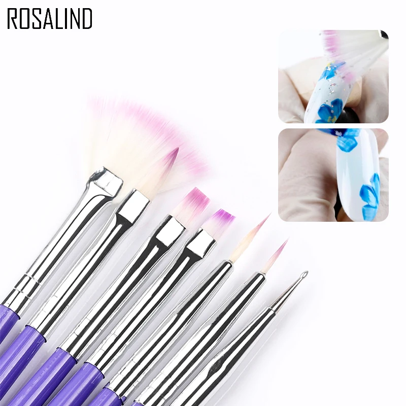 

ROSALIND 7PCS Manicure Brushes Set For Nail Art Painting Brushes Dotting Design Manicure Nail Brush Kit Gel Varnishes Tools