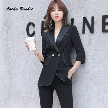 

Women's plus size Blazers coats 2020 Spring Cotton Middle sleeve Slim fit Small Suits jackets ladies Skinny office Blazers Suits