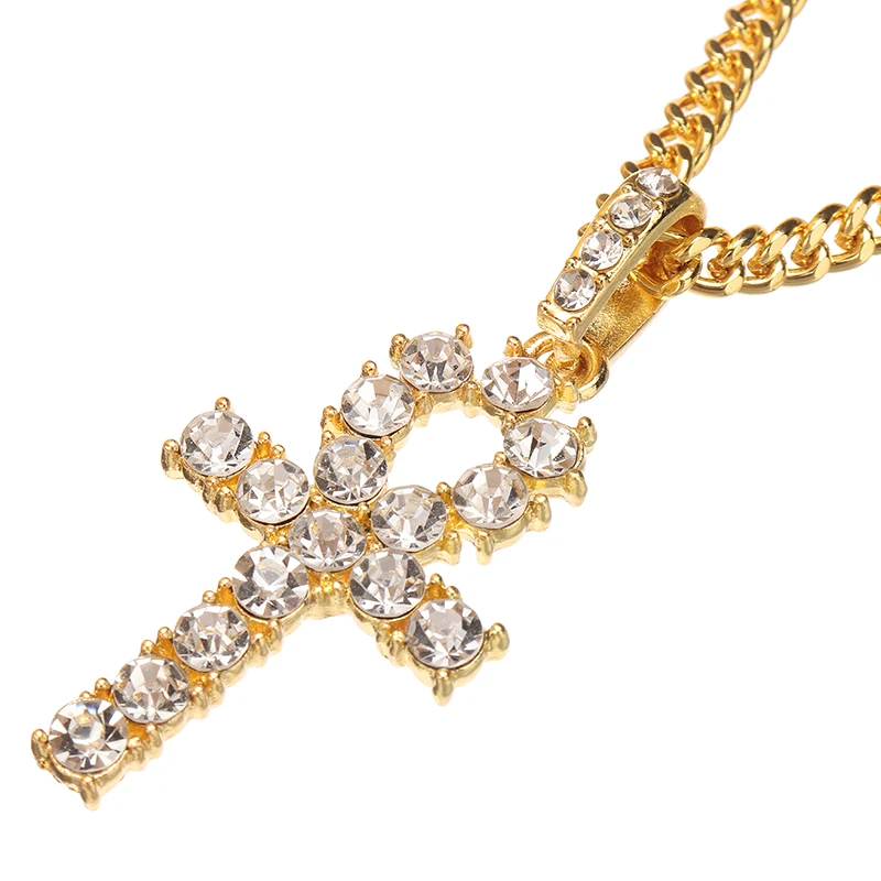Iced Out Крест из горного хрусталя с кристаллами ожерелье подвеска золота черного