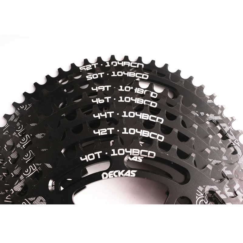 DECKAS круглый 104BCD 40/42/44/46/48/50/52T горный велосипед Звездочка MTB велосипед диаметра окружности болтов(Алюминий узкая широкая цепь из колец цепь BCD 104