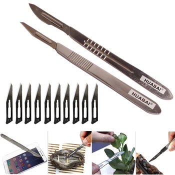 

20Pieces Carbon Steel Surgical Scalpel Blades + 1pcs Handle Scalpel DIY Cutting Tool PCB Repair Animal Surgical Knife Very sharp
