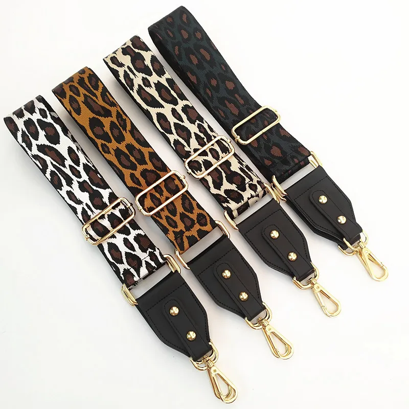 Leopard Wide 5.2CM Handbag Straps for Crossbody Adjustable Bag Accessories Belt For Bag Wide Nylon Shoulder bag Straps