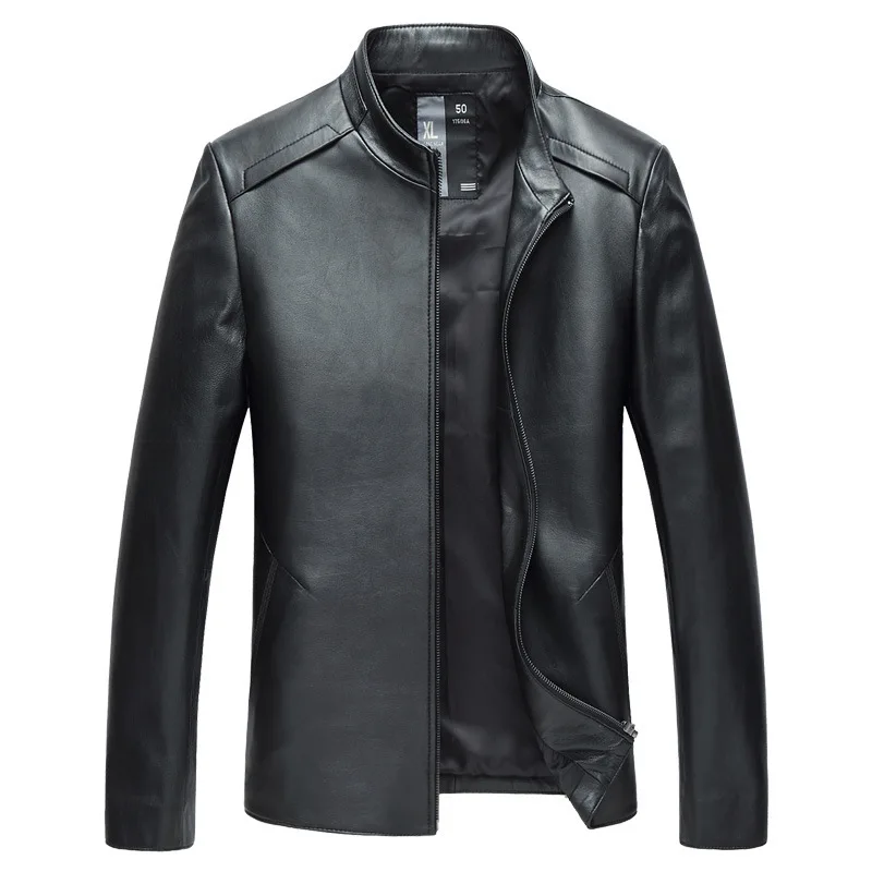 

2020 Haining Short Money Leather Coat Genuine Leather Sheep Leather Slim Fit Plus Fat plus Leather Jacket Men Li Collar