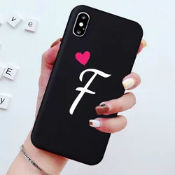 Liefde Hart Zachte Silicone Zwarte Couplet Telefoonhoes met Letters A B C D