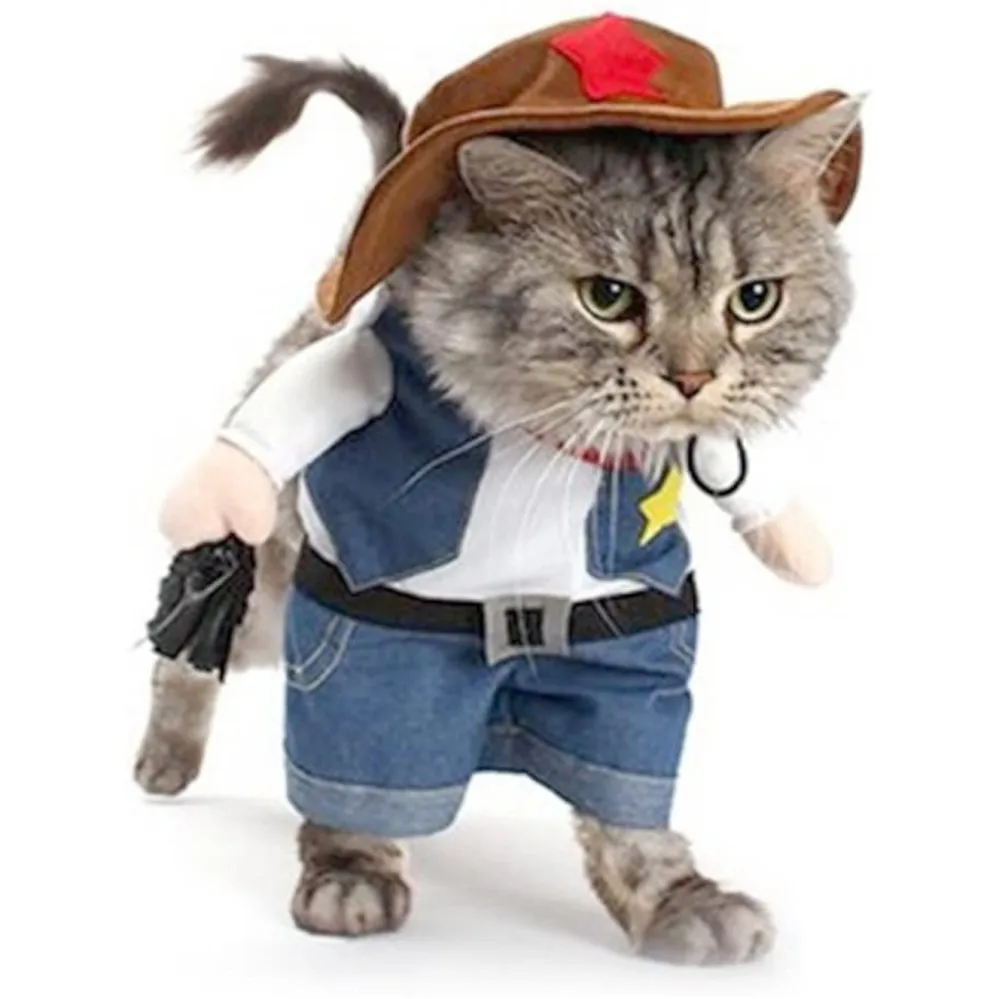 

Cosplay Cat Accessories Clothes Costume Chat Funny Pet Halloween For Small Large Dog Outfit West Cowboy Hat Christmas Party Unif