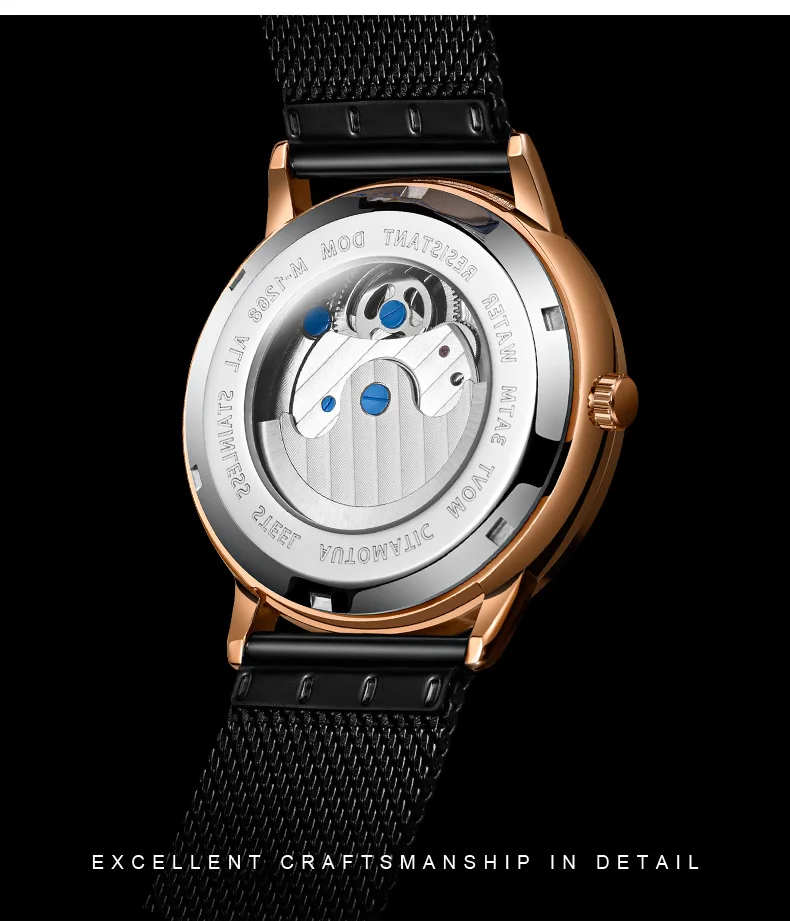 DOM Мужские механические часы Лидирующий бренд Модные мужские спортивные часы водонепроницаемые светящиеся наручные часы из нержавеющей стали мужские M-1268GK-1M
