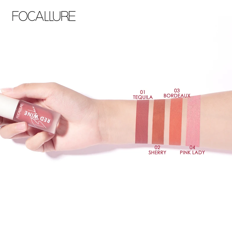 FOCALLURE Hangover Red Wine Blusher 4 Colour Natual Makeup Face Liquid Blush Long Lasting Cosmetics liquid blush