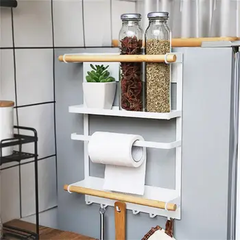 

Magnetic Adsorption Refrigerator Side Rack Wall-mounted Multi-function Storage Holder Kitchen Paper Towel Shelf Organizer