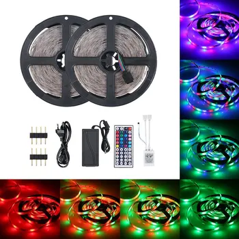

10 Meters 600 LED RGB Strip Light with IR 44 Keys Remote Control Supported Speed Adjustment with 20 Static Colors Changing Flash