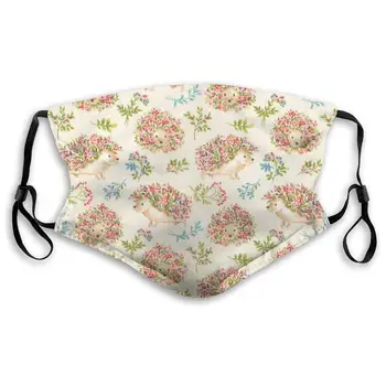 

Floral Hedgehogs Print Mouth Masks With Filter Washable And Reusable Anti Dust Breathable Mask With Adjustable Ear Loops For Men