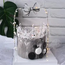 Стиль Хрустальная колонна корона барокко невесты Хрустальная корона головной убор торт пекарня Декоративная Корона