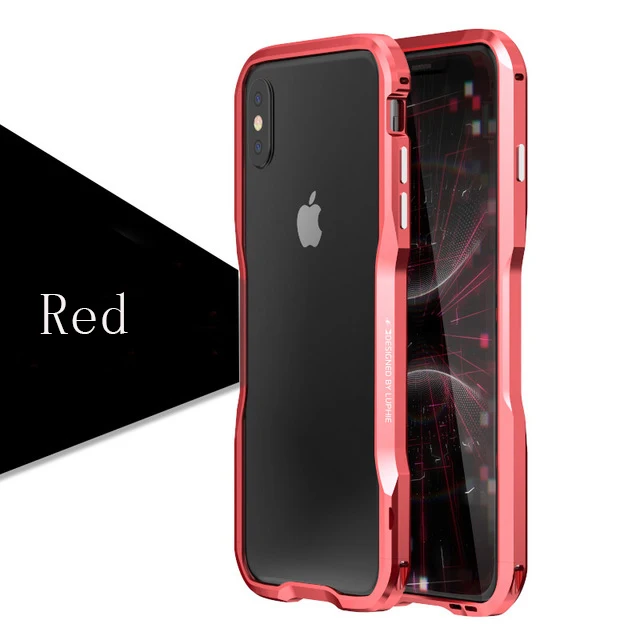 Red Металлический бампер LUPHIE чехол для iPhone Xs Max X Xr Чехлы Роскошная алюминиевая рамка 3D Защитная крышка для Apple iPhone 8 7 Plus Funda - Цвет: Red