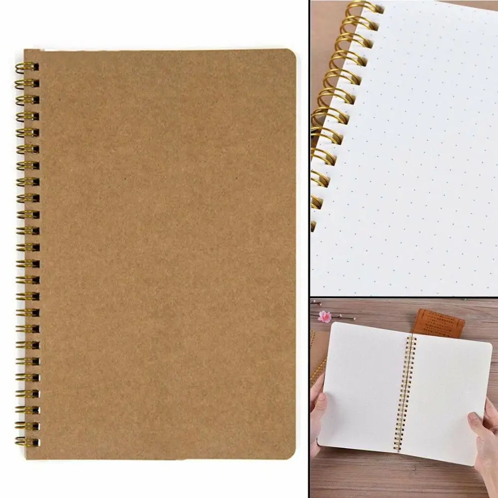 

Medium A5 Dotted Grid Spiral Notebook Journal Cardboard Soft Cover 100 Pages Hot