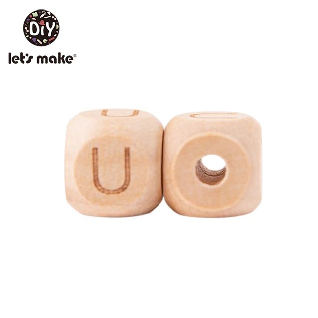 Let'S Make Wooden Beads For Rattles 500Pc Square Beech Wood Alphat English Letter Beads Baby Toys Diy Handmaking Wooden Teether U