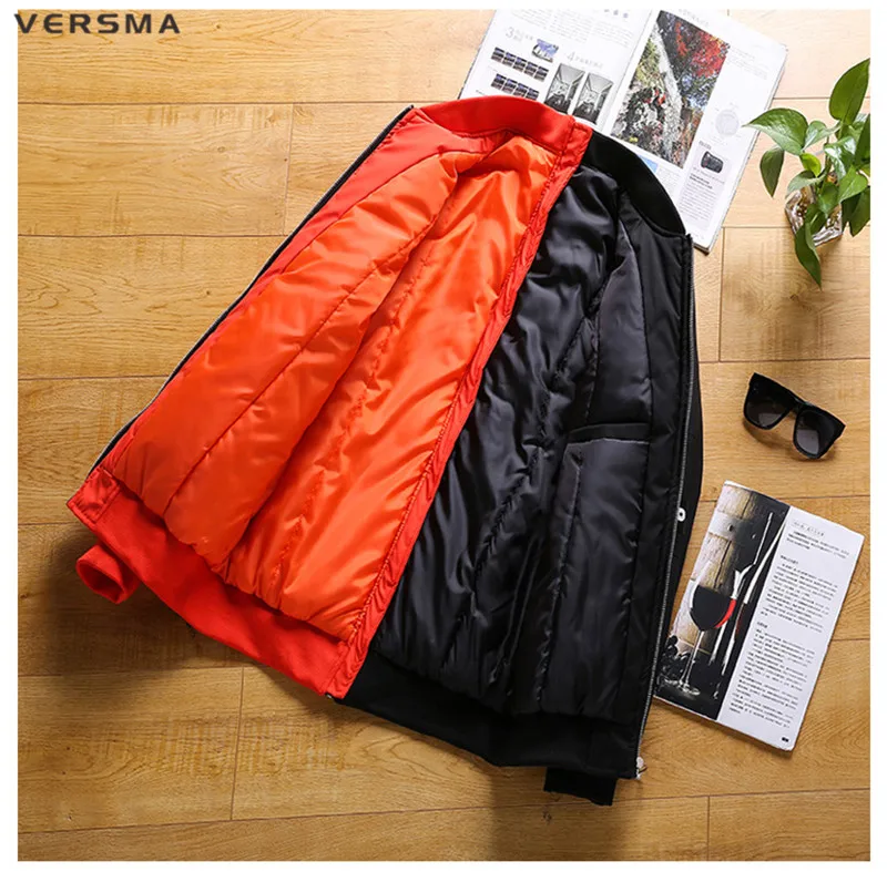 VERSMA, корейский стиль, одежда для мужчин, стеганая теплая куртка, пальто, Мужская парка на молнии, пэчворк, Молодежные зимние куртки, оранжевые, зеленые мужские парки
