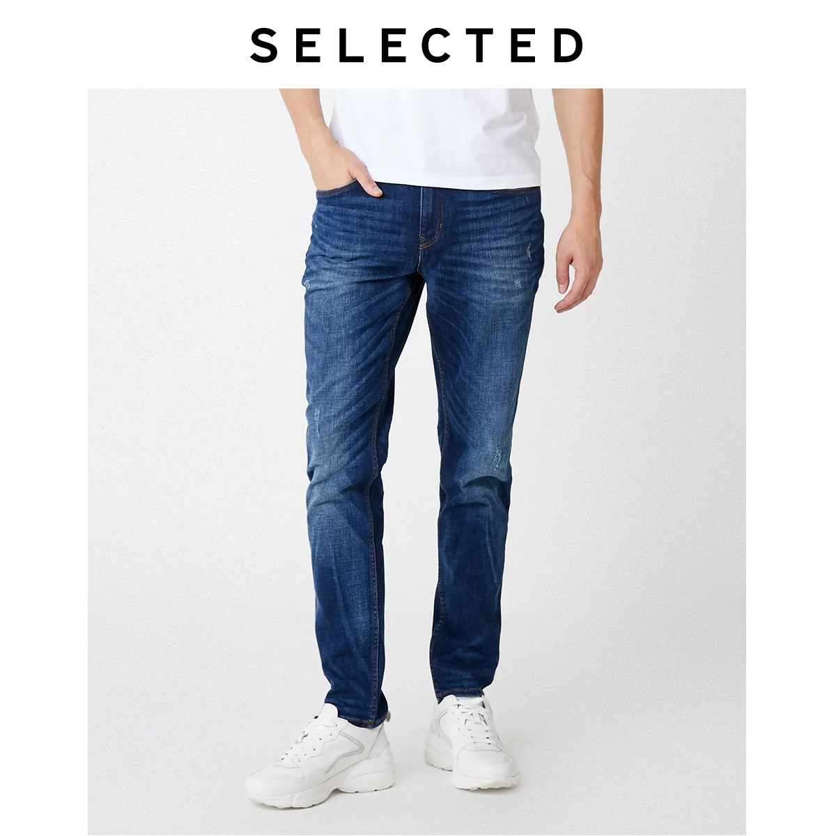 Выбранные Для Мужчин's потертые рваные джинсовые штаны Slim Fit плотно прилегает к