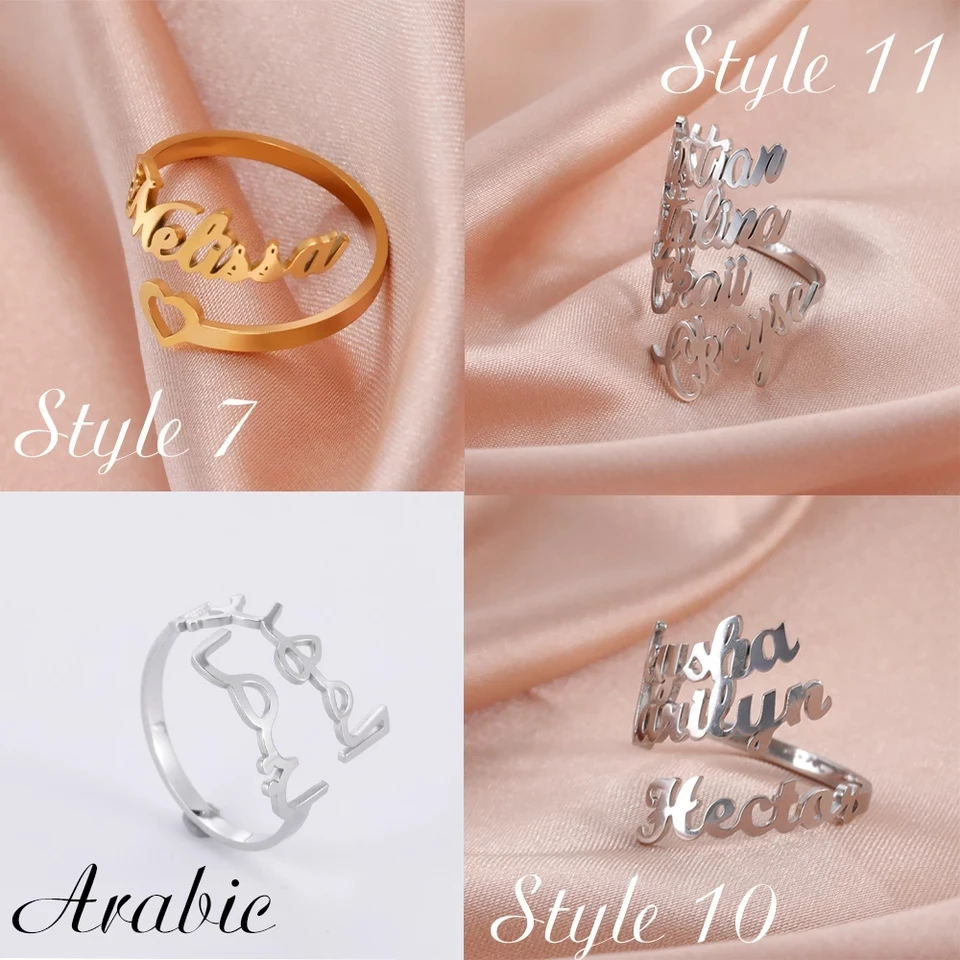 Amazon.com: Luxladis Custom Name Ring Personalized Rings for Women Trendy  Custom Initial Statement Ring Gift for Women Teen Girls (1 name): Clothing,  Shoes & Jewelry