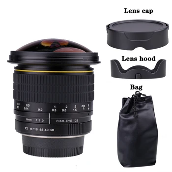 8mm F/3.0 비구면 원형 카메라 렌즈, 캐논 DSLR 550D 650D 750D 77D 80D 1100D 용 초광각 어안 렌즈