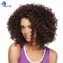 Афро кудрявый синтетический парик короткие парики для черных женщин Омбре кудрявые парики термостойкий коричневый косплей парик Средний Msglamor