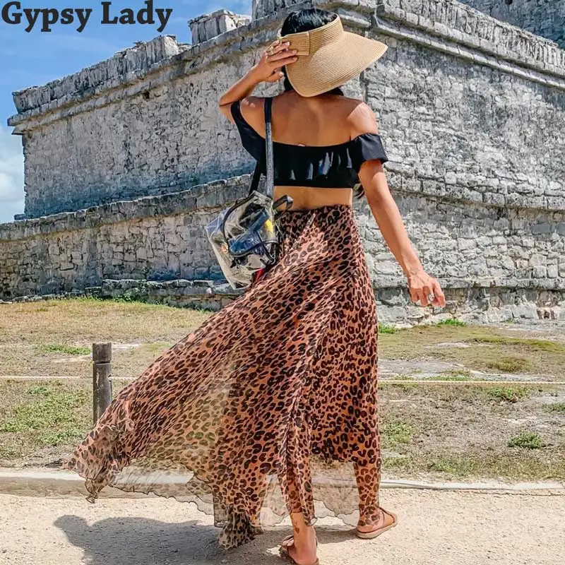 GypsyLady, леопардовая юбка макси, elasstic, юбка для женщин, ассиметричная, летняя юбка размера плюс, boho, модная юбка для подиума, faldas