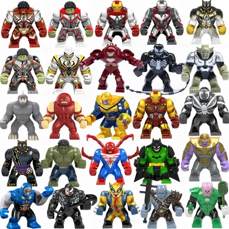 

Marvel Avengers Hulk Thanos Iron Man Batman Venom Wolverine Super Heroes Building Blocks Figures Sets Toys For Children Gifts
