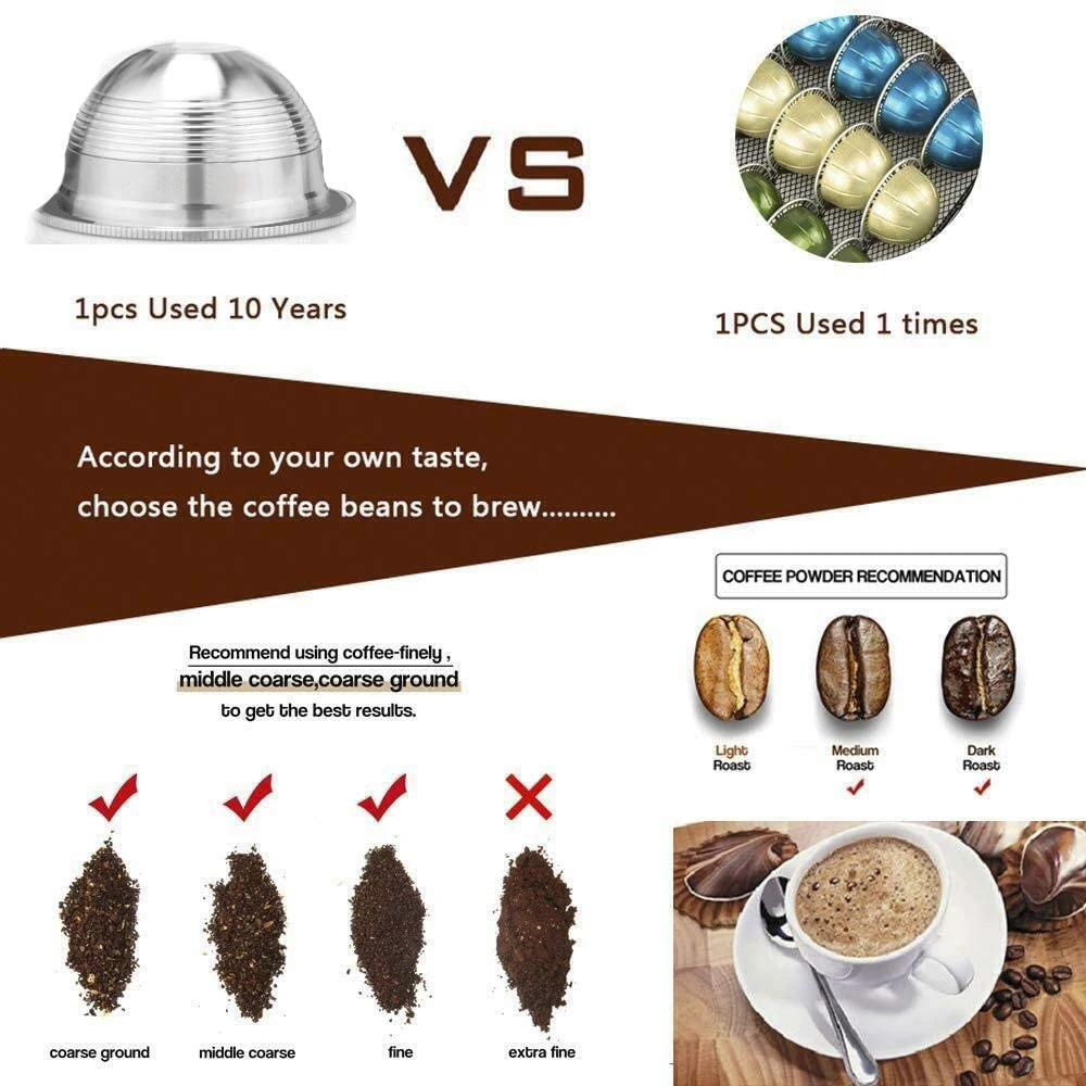 Solo per l'uso con Nespresso Vertuo Next Vertuoline Capsule riutilizzabili  in acciaio inossidabile filtro per caffè ricaricabile con Pod originale -  AliExpress