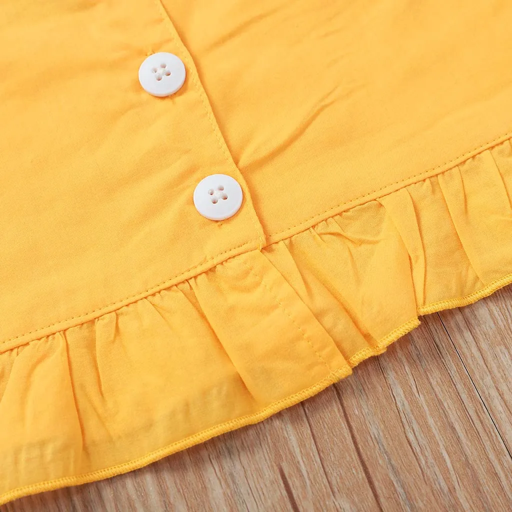 Летний повседневный комплект из 2 предметов для маленьких девочек; желтые топы с пальмовыми листьями; юбка с принтом ананаса; детская одежда