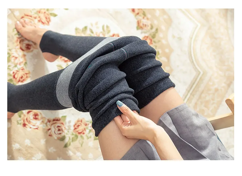 Warm Fleece Lined Super Thick Warm Leggings Women Winter Spandex Ribbed Slim Pattern Leggins Winter High Waist Basic Pants