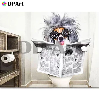 

Daimond Painting Full Square/Round Drill Toilet Dog Newspaper 5D Diamond Embroidery Painting Cross Stitch Mosaic Wall Art M1767