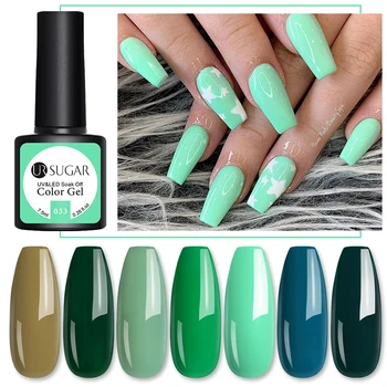 

UR SUGAR 7.5ml Green Color UV Gel Polish Semi Permanent Color Gel Nail Varnish Soak Off UV LED Gel Matte Effect Base Top Coat