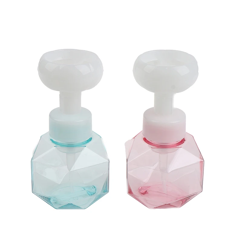 300ML Liquid Soap Dispenser Flower Shape Foam Empty Bottle Clear Plastic Bottle Foam Shower Gel Pump Bottle Bathroom Bottle