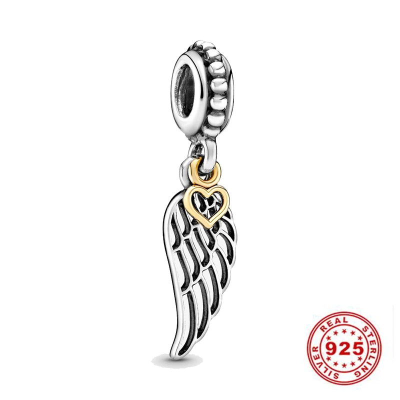 Charms de plata esterlina 925, accesorio de ala de Ángel y corazón, compatible con pulsera Pandora, joyería de plata 925, gran oferta|Amuletos| - AliExpress