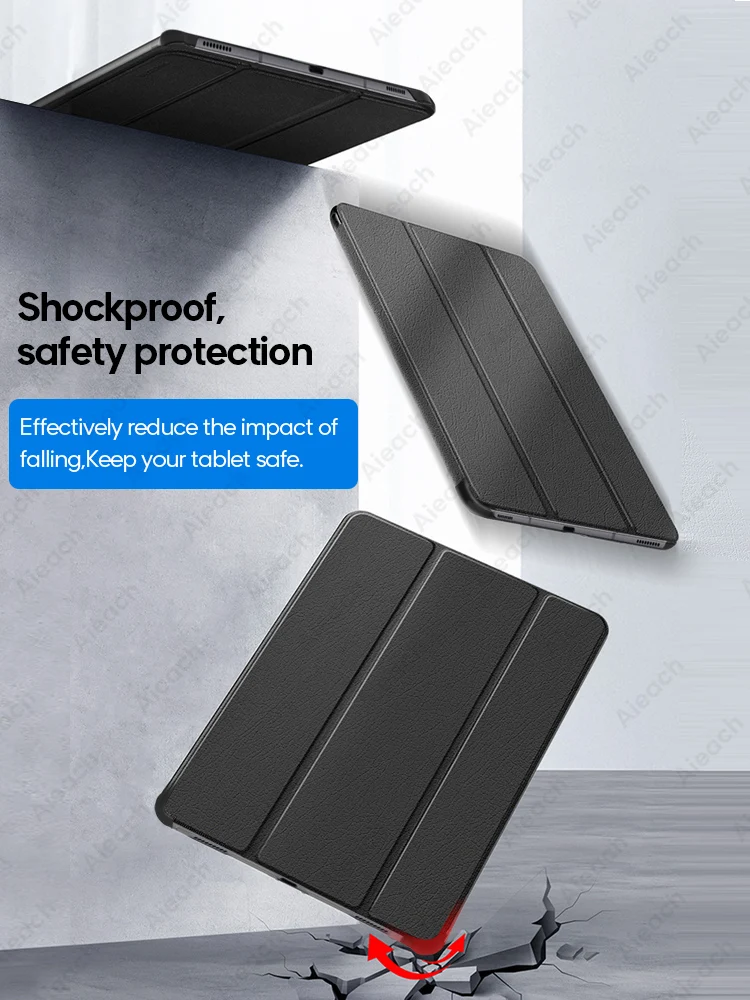 Leather Trifold Stand Case For Samsung Galaxy Tab A 10.1 2019 8.0 S5e Smart Sleep Wake Cover For Galaxy Tab S7 Plus S6 Lite Case-3