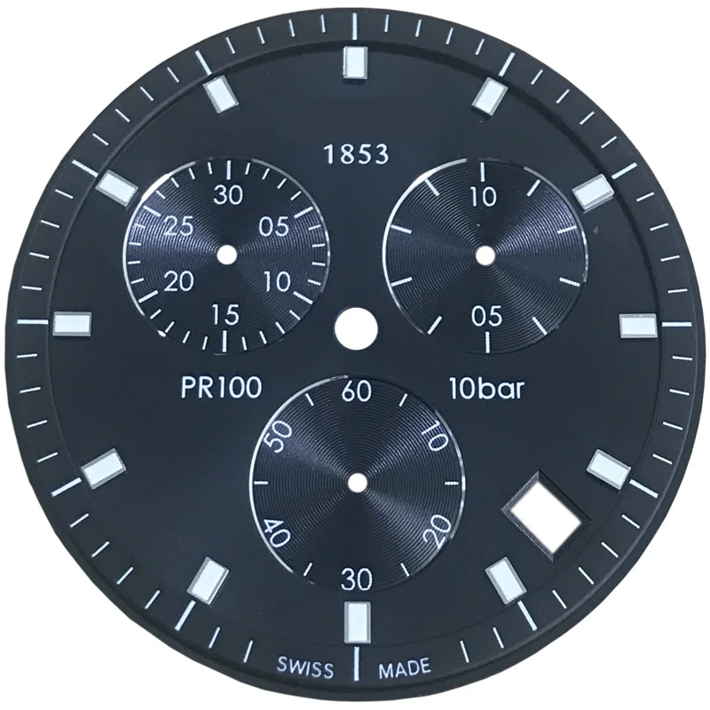 34,5 мм Циферблат для часов PR100 T101417A Мужские кварцевые часы T101 текстовые часы аксессуары T101417 запасные части - Цвет: Black white dial