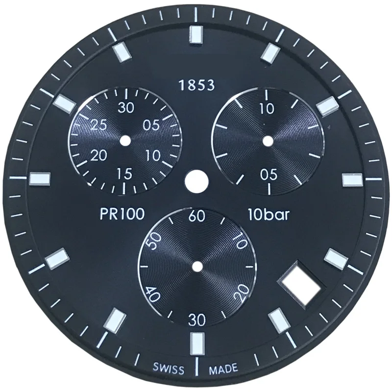 Black white dial 34,5 мм Циферблат для часов PR100 T101417A Мужские кварцевые часы T101 текстовые часы аксессуары T101417 запасные части - Цвет: Black white dial
