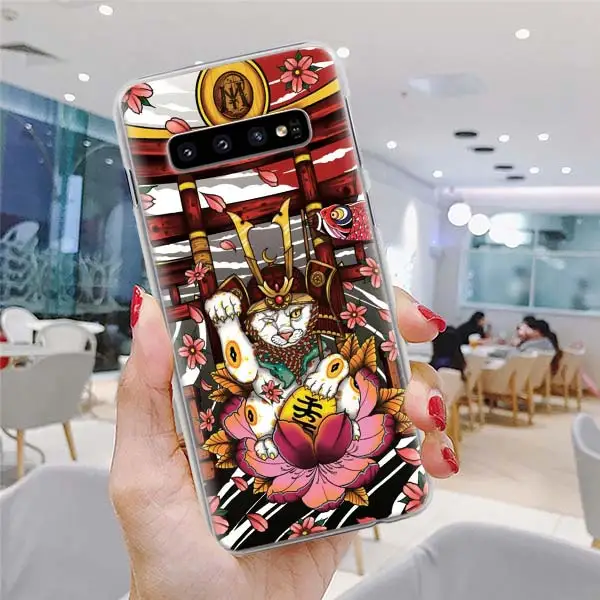 Манеки Неко Монета на удачу кошка телефонные чехлы для samsung Galaxy S10e S10 Note 10 Plus S8 S9 Plus 9 8 S6 S7 Edge жесткий чехол - Цвет: H10