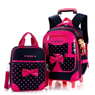 3 шт./компл. девушка тележка чехол 3D детская школьная сумка для детей От 6 до 15 лет студентов костюм Чехол Кукла Водонепроницаемый рюкзак для путешествий, чемодан - Цвет: 2 wheels