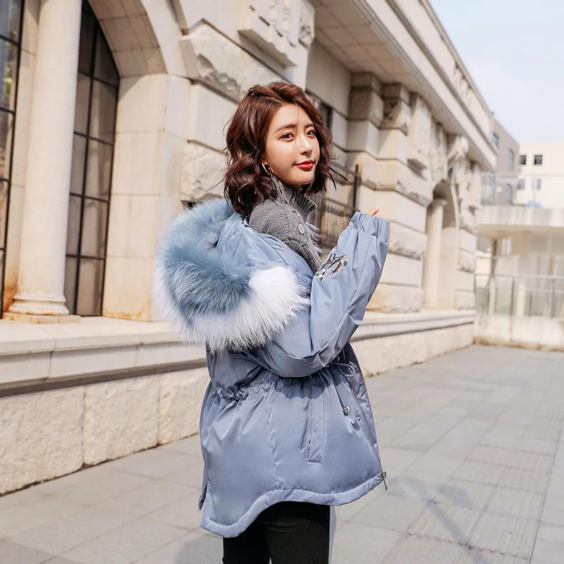 

Cotton-padded Clothes Women's Mid-length 2018 Winter New Style Korean-style Waist Hugging Slimming Embroidered down Jacket Cotto