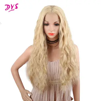 

Deyngs Long kinky Curly Wig Golden Color Synthetic Wig 13x3.6 Lace Front Wigs Heat Resistant Wigs for African Women