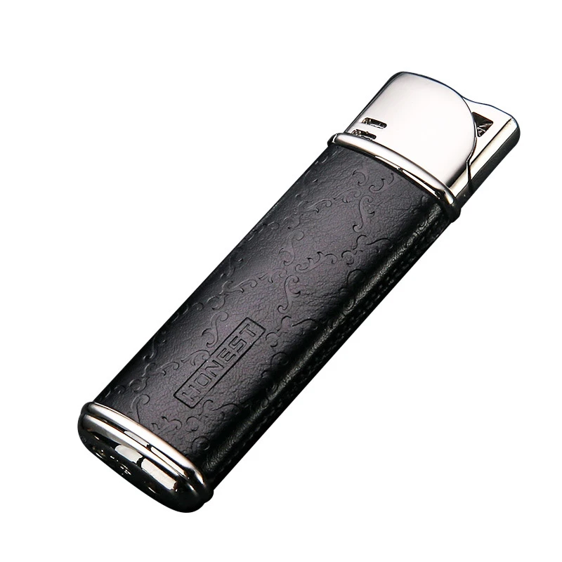 New Dermis Windproof Gas Lighter Butane Metal Straight Torch Lighter Creative Petrol Lighter Gadgets For Men Cigarette Lighter