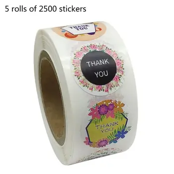 

2500pcs 8 Designs Floral Thank You Stickers 1inch for Wedding Favors Handmade Envelope Stationery Seal Label