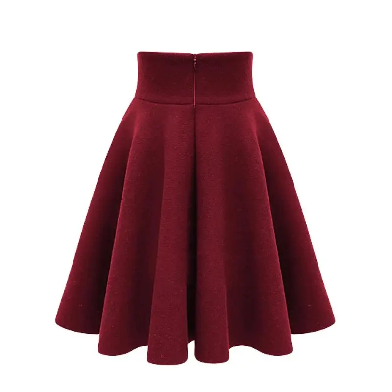 Женская шерстяная юбка, осень, теплая, зима, высокая талия, уплотненная, плиссированная, трапециевидная, тонкая, s, миди юбки с подкладкой, Faldas Saia Longa